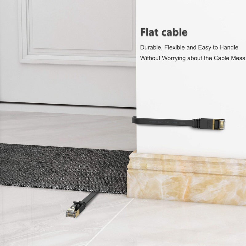 Senetem Cat 7 Ethernet Cable 50 ft High Speed 10Gbps 600MHz, Shielded Ethernet Cord, LAN Cable with RJ45, Weatherproof Flat Internet Network Patch Cord, Fast LAN Wire for Gaming, PS5/4/3, Xbox, Modem, Router - Image 4